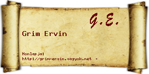 Grim Ervin névjegykártya